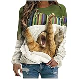 Hemd Maedchen Polyester Gemütlich mit Gummizug Bluse Langen Ärmeln Hemd Damen Animal Rundhals Buiness Oversize Weihnachten Schönes Grün