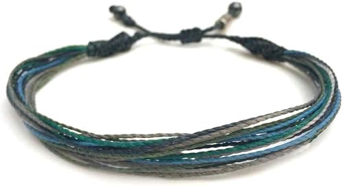 Custom Sized Surfer String Bracelet for Men in Navy, Turquoise, Pine Green, Light Blue and Gray - Handmade Nylon Cord Adjustable Surf Bracelet by