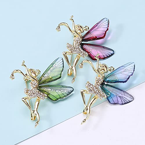 Vintage Guardian Angel Pin Brooches For Women Angel Wings Zirconia Brooch Flying Dancing Girl Brooch Elegant Wedding Bouquet Brooches Jewelry Gift For Girls (Bule) #TOP6