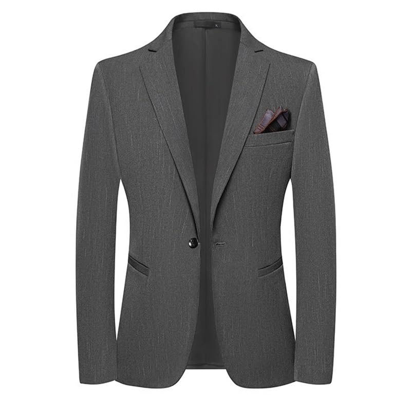 Mens Gray Casual Knit One Button Lightweight Sport Coats Suit Jacket