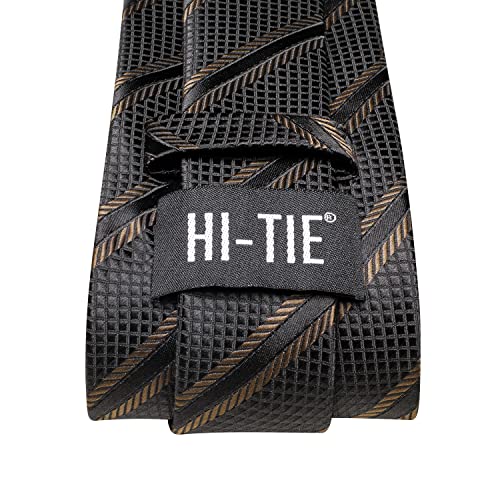 Image of Hi-Tie Men's Tie Sets Silk Paisley Striped Necktie Pocket Square Cuff-links Sets Wedding Business Holiday