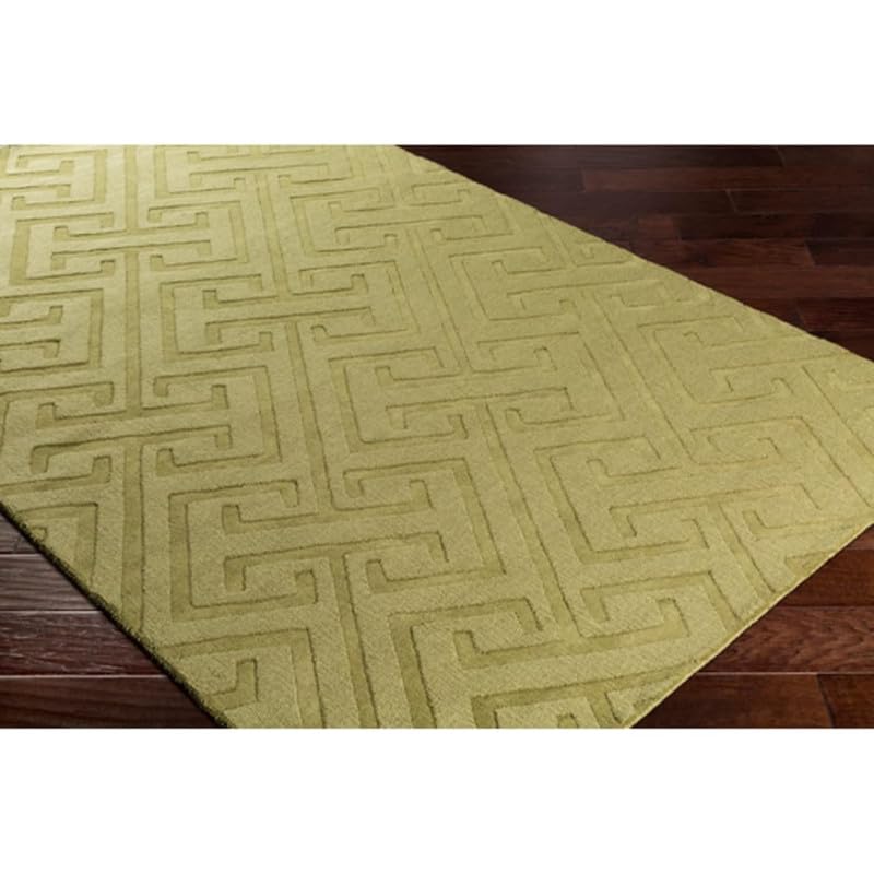 Image of Hand Tufted Modern Design Exported Collection High Low Pattern Wool Carpet for Living Room, Bedroom & Hall (Olive Green, 6 x 9 Feet)