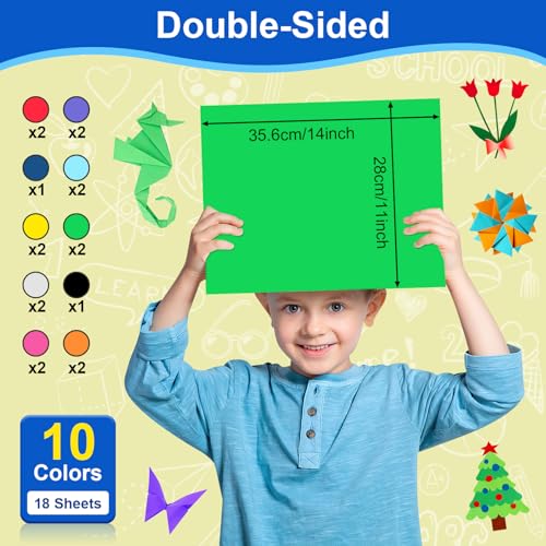 Image of 10 Pcs Color Poster Board Paper 11x 14, ROOKEA Vision Boards Bulk 230 Gsm Thick Blank Smart Posterboard Card for School Arts Craft Classroom Projects Drawing Scrapbooking Graphic