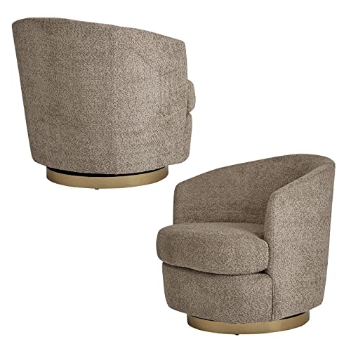 Sepnine Modern Swivel Fabric Accent Chair,Large Chenille Club Barrel Chair With Metal Base For Living Room Bedroom，28.3" W #TOP6