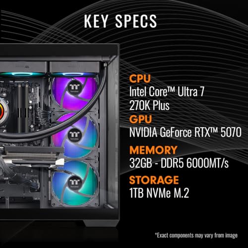 Image of Thermaltake LCGS View u2770-380 Gaming Desktop (Intel Core Ultra 7 270K Plus, NVIDIA GeForce RTX 5070, 32GB DDR5 6000MT /s Memory, 1TB NVMe M.2, 850W PSU, WiFi, Windows 11) V38B-B860-570-LCS