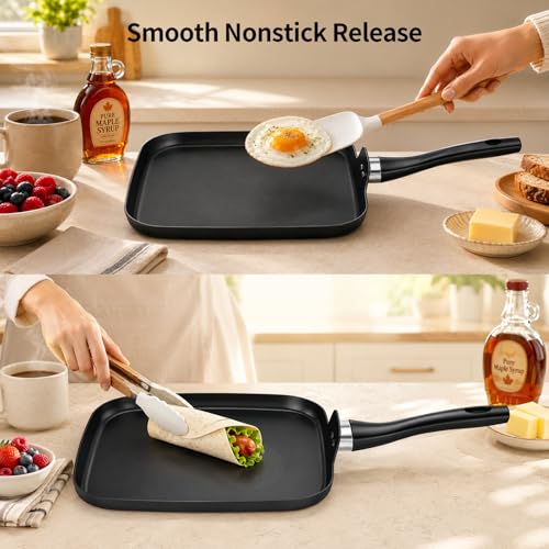 LECOOKING 10 Inch Square Griddle Pan, Nonstick Grill Pan for Cooking Eggs, Omelettes, and More, Griddle Cookware, PFOA Free by LECOOKING - Image 8