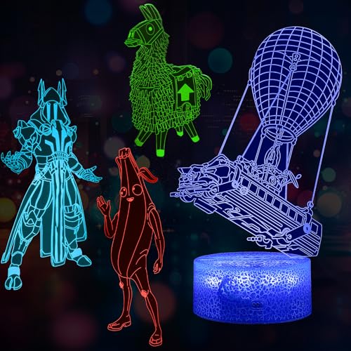 ZIXEAR Kids Night Light 3D Illusion Lamp Remote & Touch Control 16 Colors Changing USB & Batteries Powered Birthday Christmas Gifts for Teens Boys Girls Room Decor (Base*1 Lamp Plate*4)