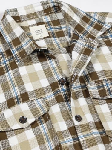 Image of Thomas Scott Men's | Checks | Full Sleeve | Regular Fit | 100% Cotton | Double Pocket | Spread Collar | Casual Shirt