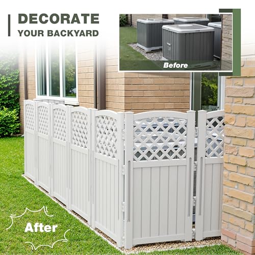 Image of Greesum Outdoor Air Conditioner Fence, Privacy Screen 4 Panels, White