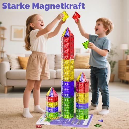 YOGOHEE Magnetbausteine Reise Kinder: 60 Teile 5cm Bauset mit Metallbox – Ansicht 2