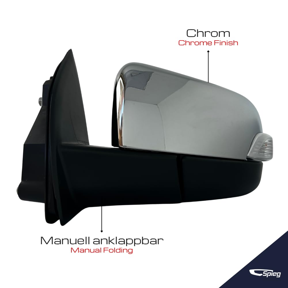 Spieg Außenspiegel Links für Ford Ranger 2011-2018 Manuell Einklappbar, Blinker, Einstiegsbeleuchtung, Chrom, 7 PIN