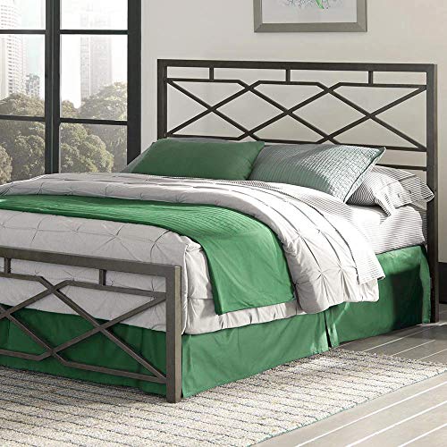 eLuxurySupply Metal Bed Frame - Geometric Style Folding Bed Frame - Easy Assembly with Headboard and Footboard - Sturdy Steel Construction Bed Base - California King Size
