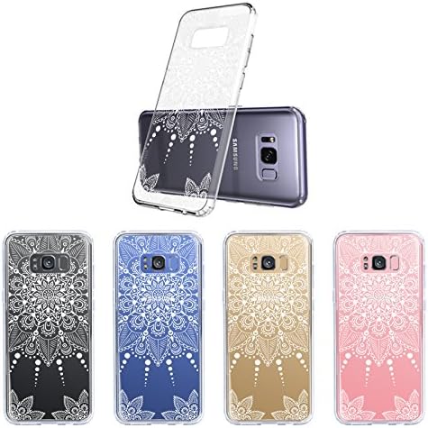 MOSNOVO Galaxy S8 Case, Galaxy S8 Clear Case, White Henna Mandala Floral Lace Clear Design Printed Transparent Hard Back Case with Soft TPU Bumper Protective Case Cover for Samsung Galaxy S8 (2017)