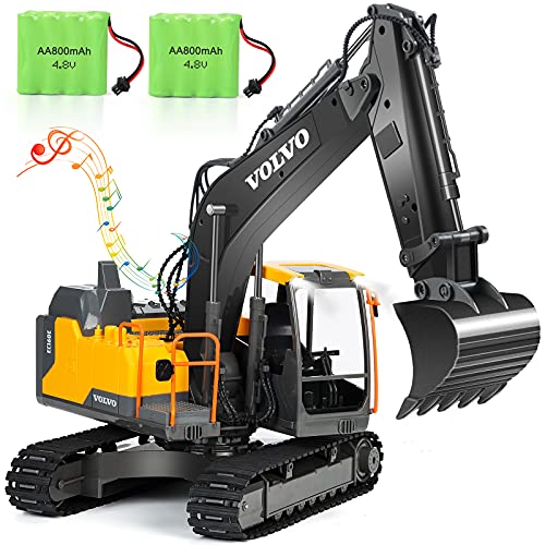 VOLVO RC Excavator Metal Shovel Remote Control Excavator 17 Channel 1/16 Scale with 2 Batteries Rc Toy Construction Truck 2.4Ghz Tractor Vehicles Toy with Lights and Sounds for Kids