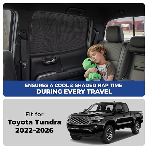 Image of EcoNour Car Window Screen for Toyota Tacoma (2016-2023) 2 Pack | Breathable Mesh Camping Window Covers | 100% Protection from Bugs, Mosquito & UV | Baby Safe Privacy Blackout Net | Car Accessories