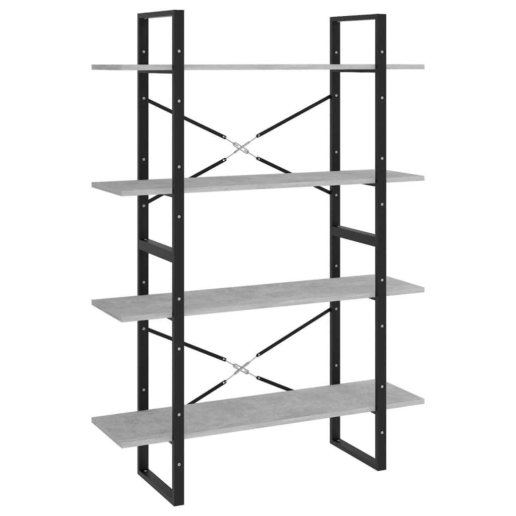 Estantería separador de habitaciones, estantería de pie, estantería de pared, estantería separador de espacios, 4 compartimentos, gris hormigón, 100 x 30 x 140 cm, aglomerado