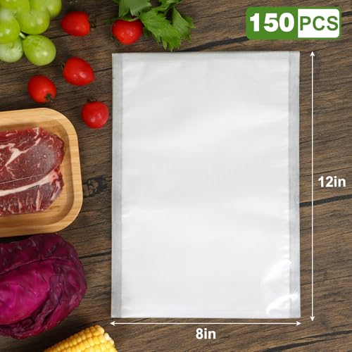Image of Moretoes 150pcs Vacuum Sealer Bags, Food Saver Bags Quart 8 inch x 12 inch, BPA Free, Pre-cut Commercial Grade Vac Bags for Food Storage, Meal Prep or Sous Vide