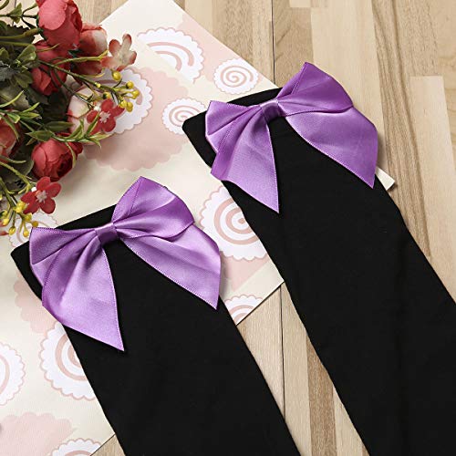 Image of Honganda Sexy Women's Thigh High Stockings, Over Knee Lace Top Sheer Stockings with Satin Bows Leg Thigh Socks for Women