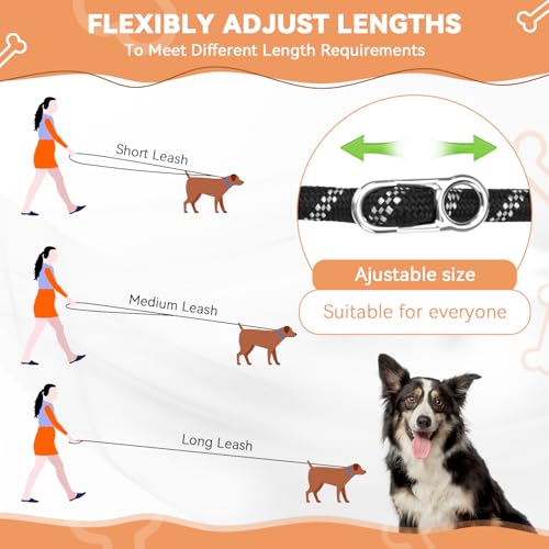 Hundeleine 3 M mit Weichem Griff, Verstellbar Schleppleine für Mittel- & Großhunde (20-60kg), Reflektierend mit Verschiebbaren Sicherheitsringen, Multifunktional Doppelleine für Spaziergang Training