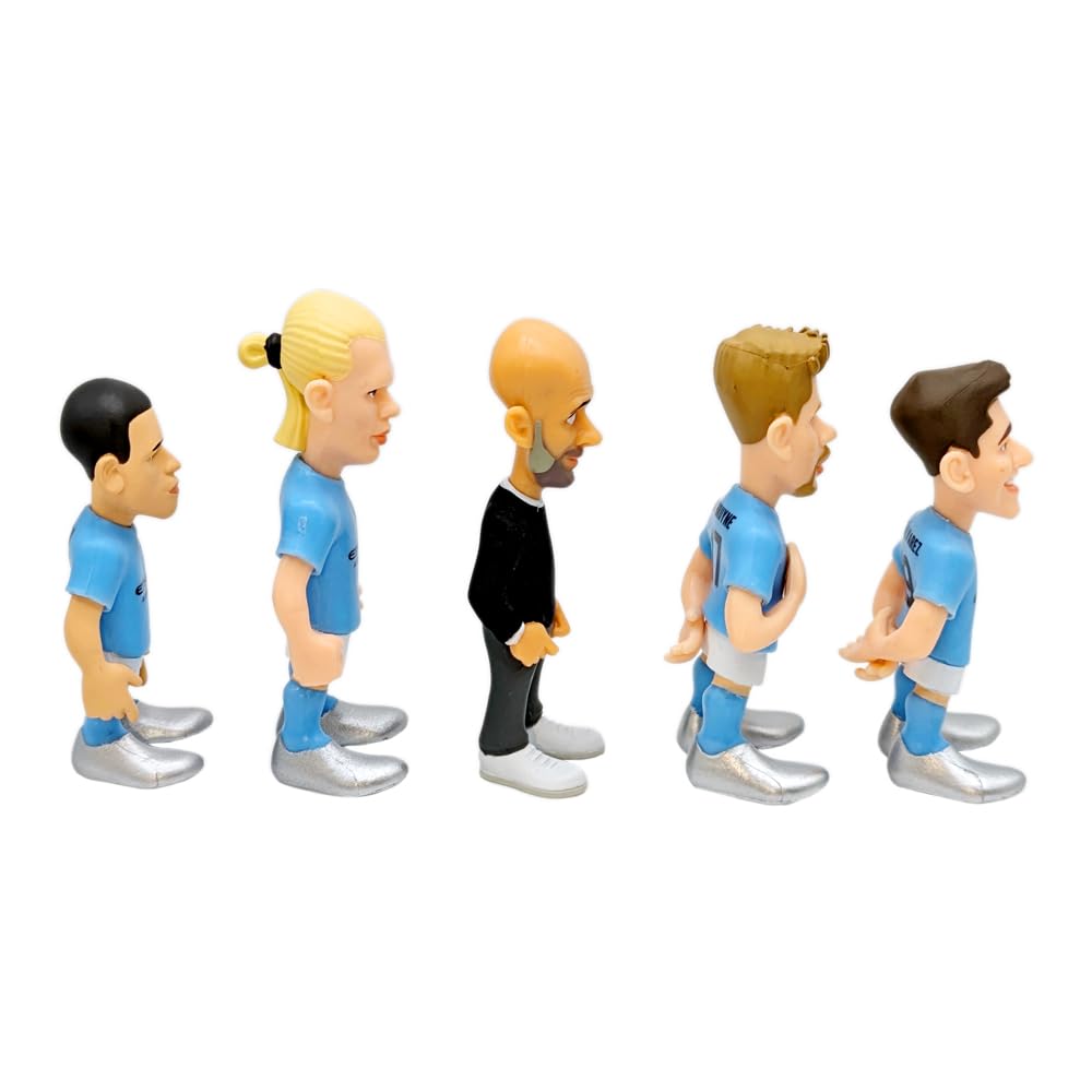 MINIX - Manchester City - Pack de 5 - Figurines à Collectionner 7cm (Guardiola/Haaland/Foden/De Bruyne/Julián Álvarez)