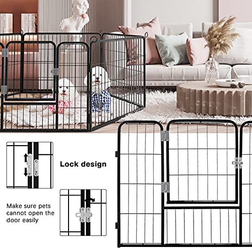 Pukami Fence, 8/16 Panels 24/32/40 Height X32 Inch Width,Portable Puppy Pet Playpen For Small Medium Dog, Puppy Exercise Pen For Indoor Outdoor,Pet Playpen Fence For Yard,Rv,Camping #TOP4