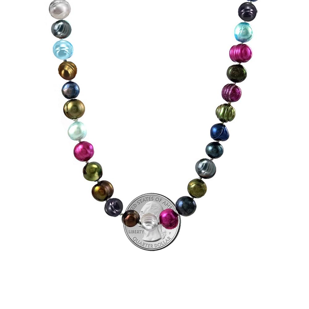 Savlano 7-8MM Cultured Freshwater Baroque Natural Pearl Bead Necklace- 36”-inch Long Single Strand Pearl Necklace, For Women Comes with Gift Box