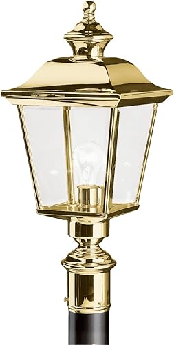 Miniatura 1 de Kichler 9913PB Bay Shore - Soporte de poste para exteriores, 1 luz, latón pulido