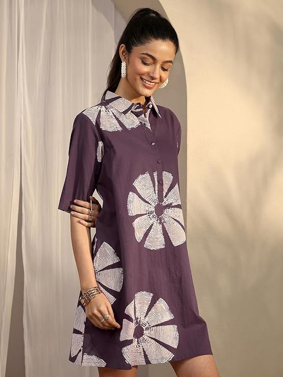 Image of Libas Printed Cotton Straight Dress for Women