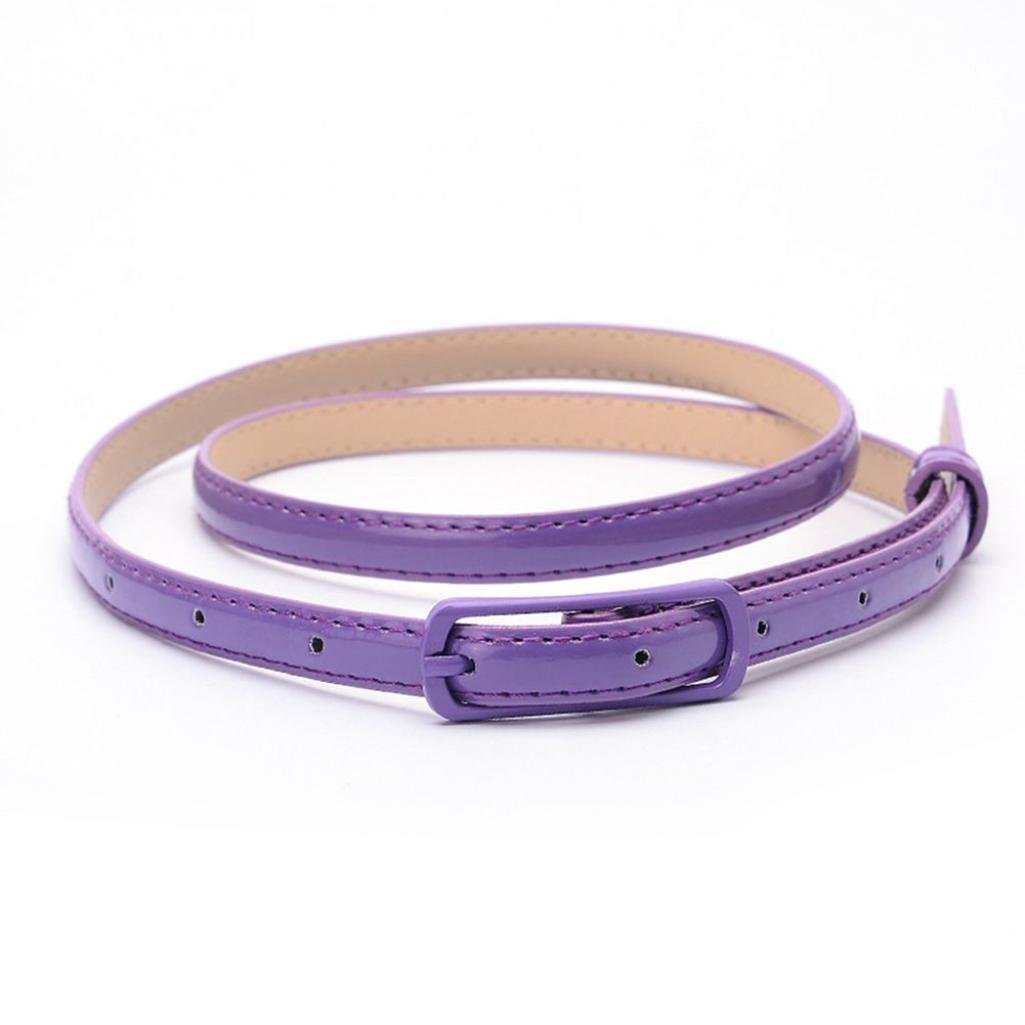 Steellwingsf Women's Purple Fashion Faux Leather Narrow Skinny Thin Waist Belt Buckle Strap Waistband (Purple)