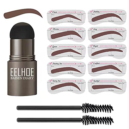One Step Stamp For Eyebrow Reusable Waterproof Shaping Kit With 10-Styles Stencil Kit for Women, 3 Minutes Makeup with t