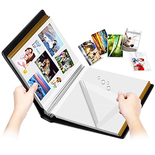 Image of 1DOT2 Photo Album Self-Adhesive, 100 Pages Sticky Page, Leather Cover, Magnetic Scrapbook Family Albums for Christmas Gifts, Birthday Wedding Memory Photo Book 4X6, 5X7, 6X8 8X10 Big Black