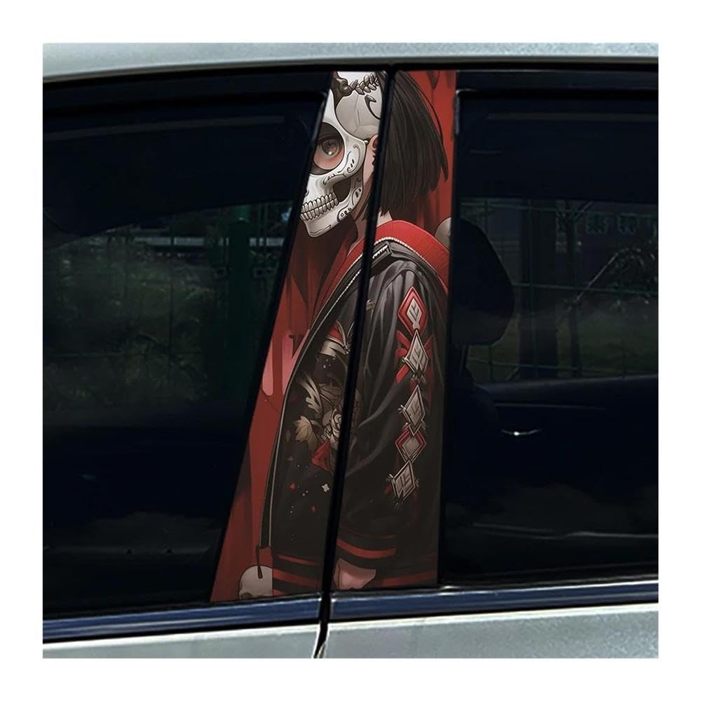 Body Parts 2pcs Horror Skeleton Auto B-Pillar Stickers Car Center Column Waterproof Decals(G)