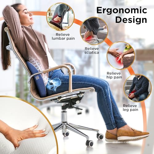 BLACK+DECKER Cooling Gel Lumbar Memory Foam Cushion – Ergonomic Back Support Travel Pillow with Ventilated Mesh, Adjustable Strap, Slow Rebound Memory Foam, Washable Cover - image 6