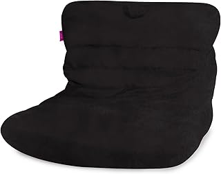 Posh Creations Structured Comfy Bean Bag Chair for Gaming, Reading, and Watching TV, Laguna Lounger, Rabbit Fur - Black