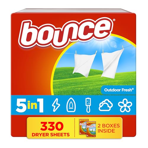 Bounce Dryer Sheets, 330 count, Outdoor Fresh Scent, Fabric Softener Sheets, Reduces Static, Softens and Fights Wrinkles