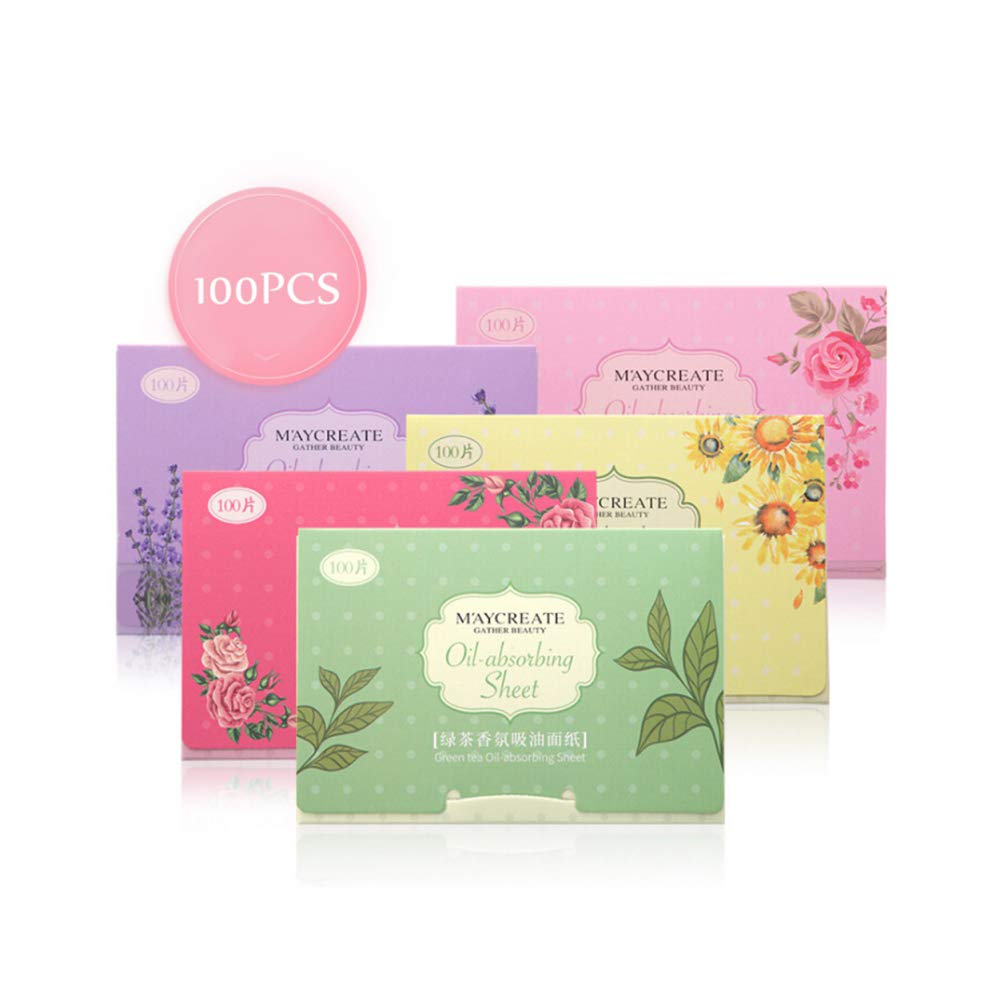 Mr.S Shop 100Pcs Facial Oil Blotting Papers Oil Absorbing Sheets Face Cleanser Acne Treatment Deep Cleansing Oil Control Tool Face Makeup (purple)