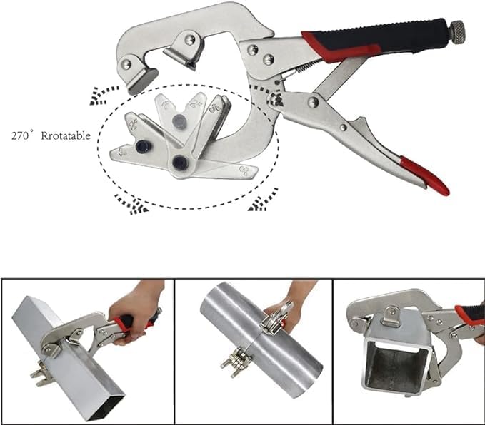 Miniatura 6 de Xiao & Dao Pro Abrazadera de bloqueo de pepe, 10 pulgadas Esta abrazadera con almohadillas giratorias en forma de V para sujetar tuberías y tubos