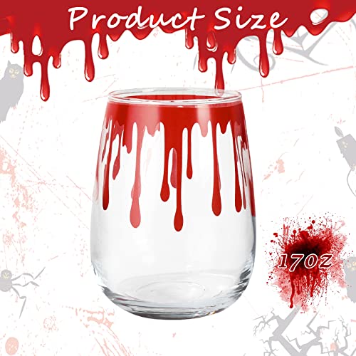 Whaline 3Pcs Halloween Stemless Wine Glasses 17Oz Blood Splattered Drinking Glasses Horror Bloody Tumbler Cups For Halloween Party Event Supplies Kitchen Decorations Wine Glasses Lovers Gift #TOP1