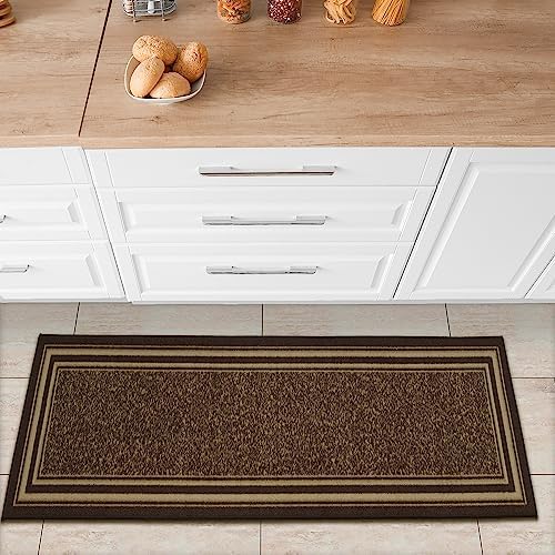 Ottomanson Brown Ottohome Collection Contemporary Bordered, 20" x 59"
