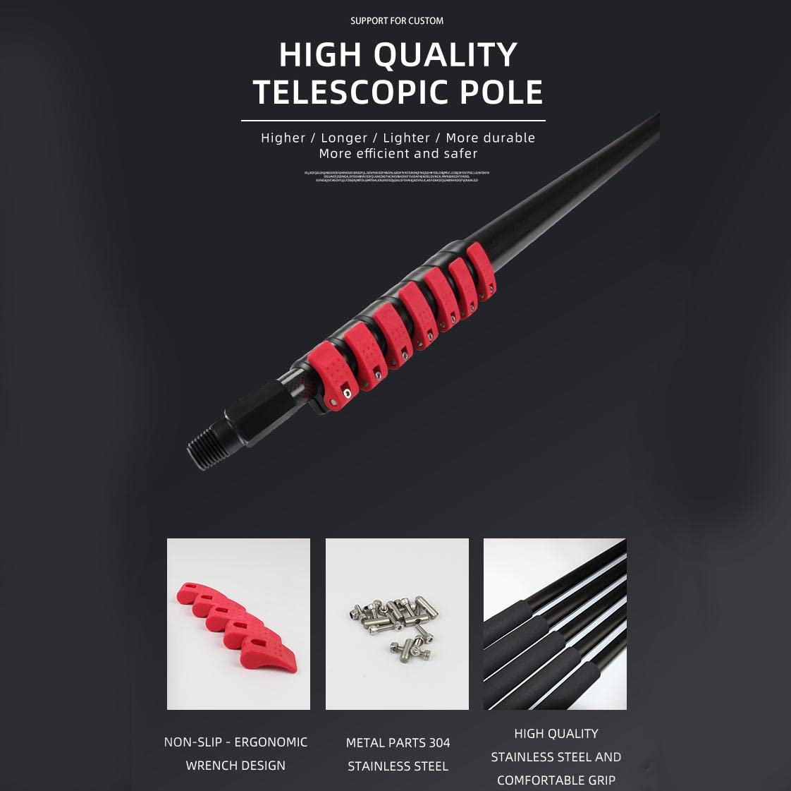 Spazzola per la pulizia delle finestre da 35 cm con manico estensibile, versatile per la pulizia del tetto delle serre, ideale per la pulizia dei pannelli solari, strumento efficiente per la casa e il