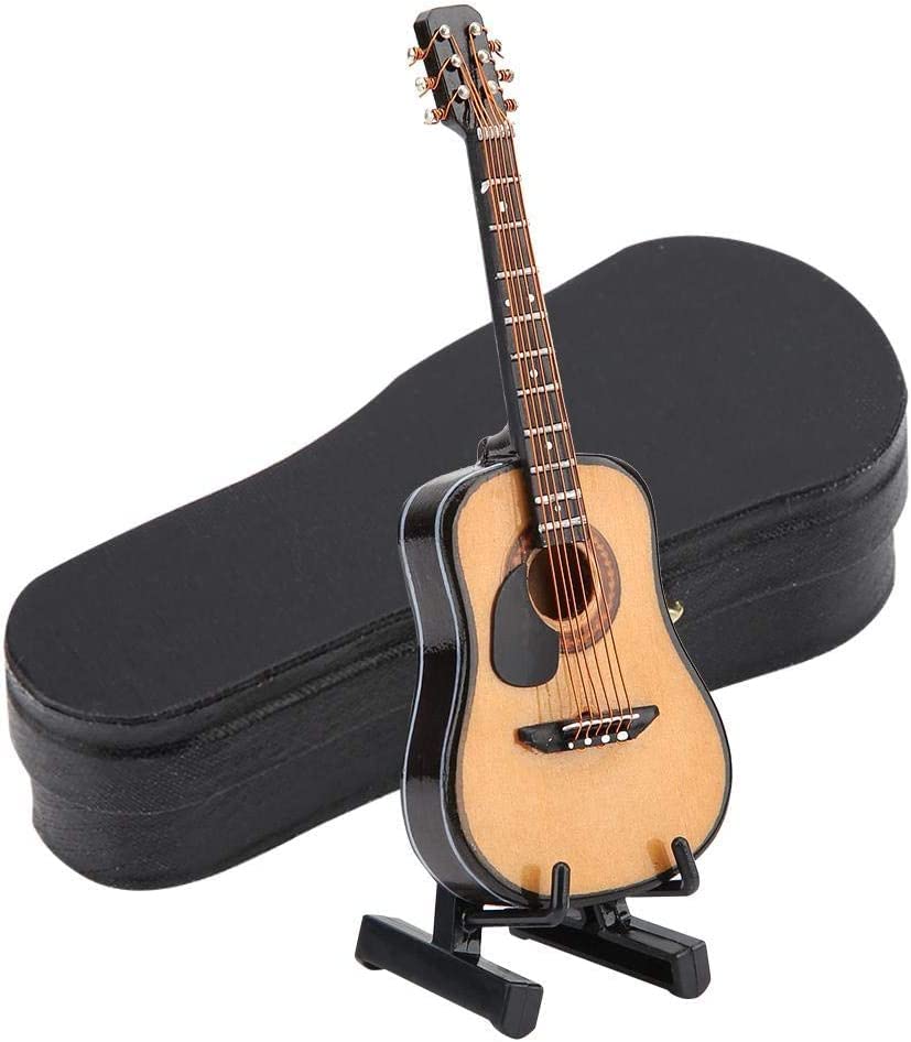 Honiwu Miniature Wooden Guitar Model, Guitar Model Decor, Mini Musical Ornaments Craft, Musical Instrument Ornament