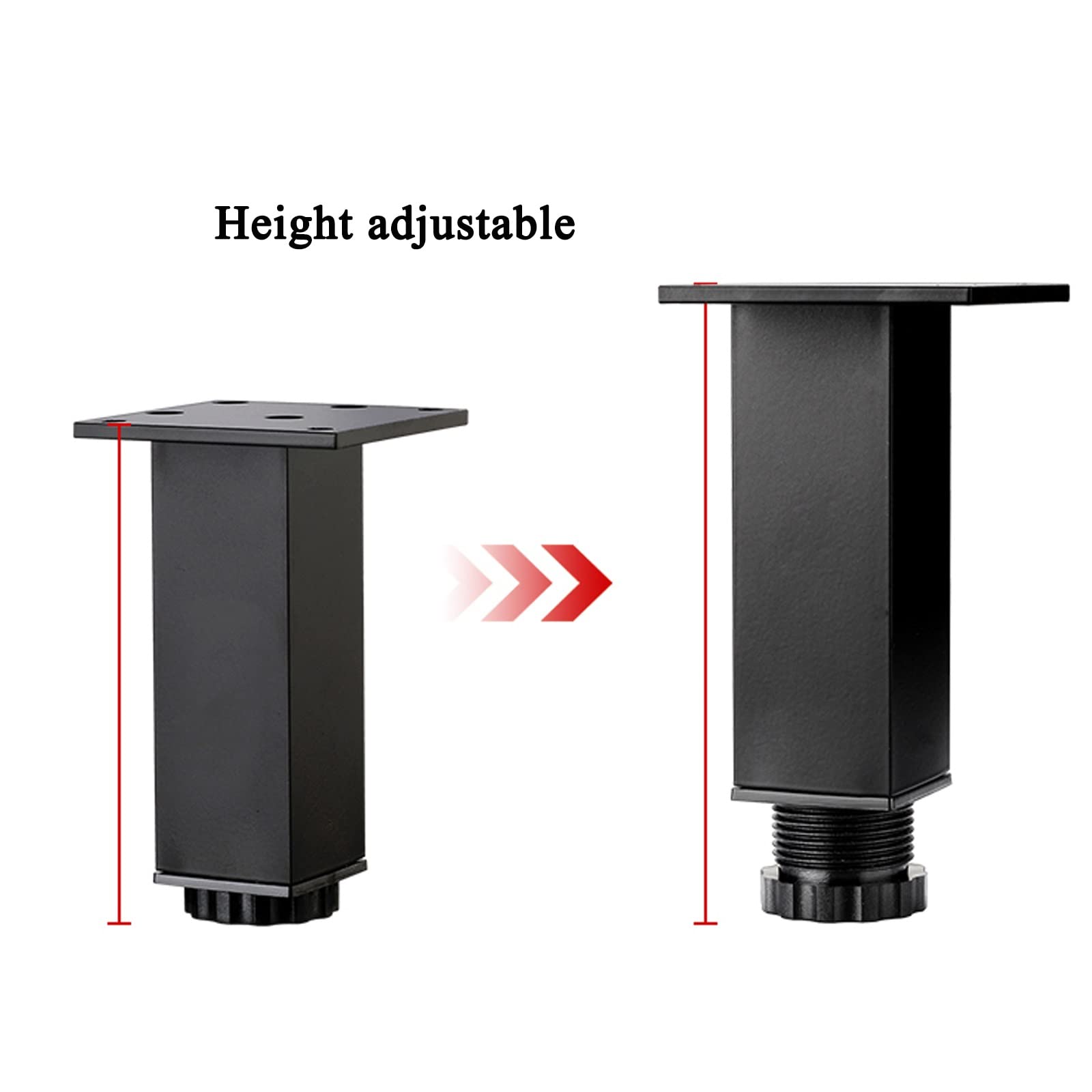 Nogi stołu ze stopu aluminium ze śrubami do montażu mebli (czarne 8 cm)