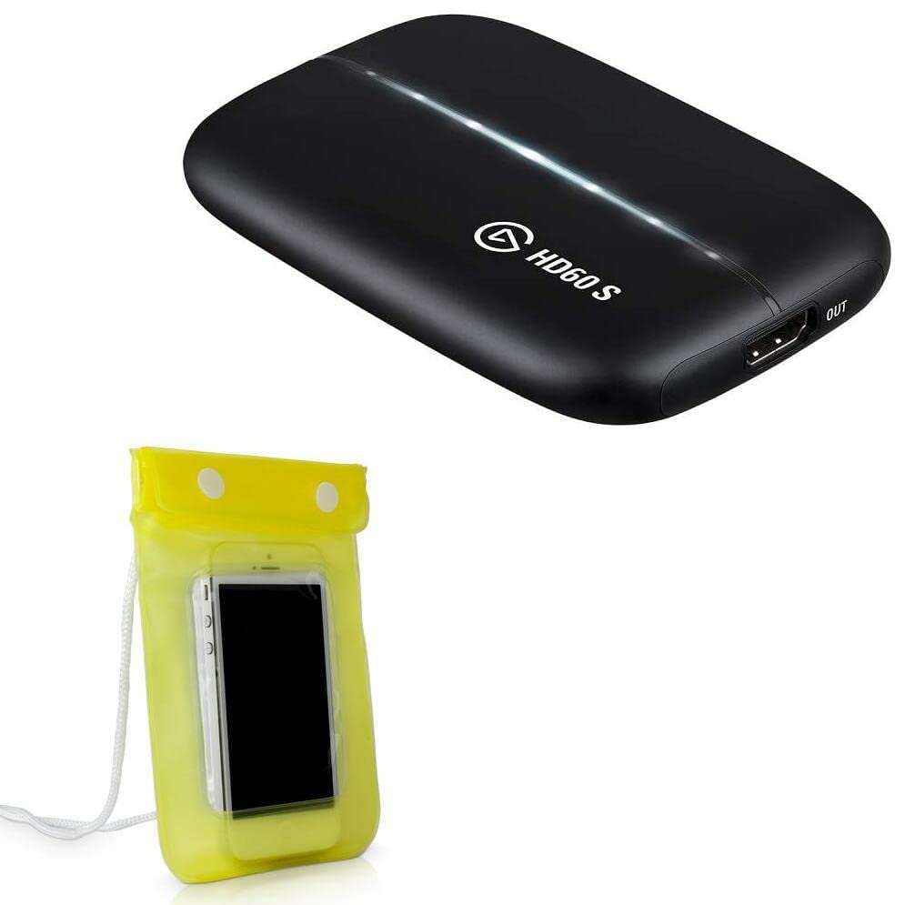 BoxWave Case Compatible with Corsair Game Capture HD60 S (Case AquaProof Pouch, Triple Sealed Waterproof Carrying Pouch Lanyard - Yellow