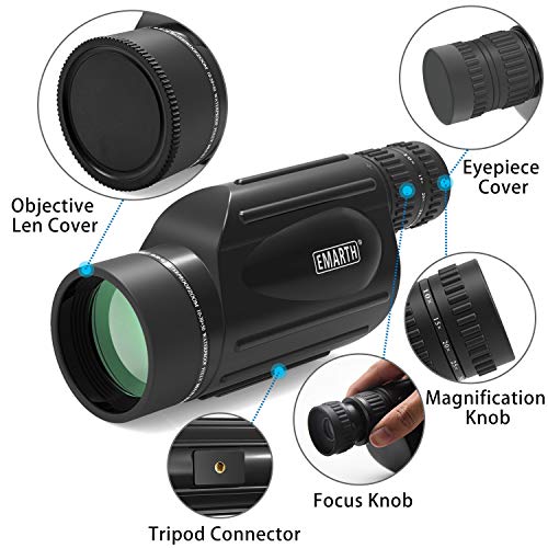 Emarth High Power 10-30X50 Zoom Monocular Telescope BAK4 Prism Waterproof Fog Proof Men Gifts for Bird Watching Camping Hunting Wildlife Traveling - Thumbnail 2