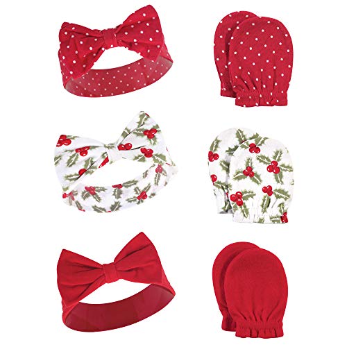 Image of Hudson Baby Baby Girls' Cotton Headband and Scratch Mitten Set