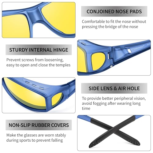 Image of URUMQI Night Vision Driving Glasses Fit Over Eyeglasses for Men Women