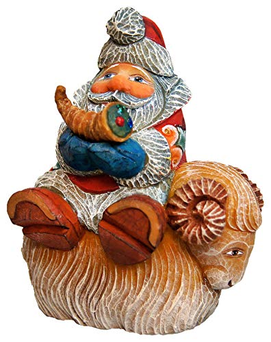 G. Debrekht Santa on Sheep Figurine Ornament