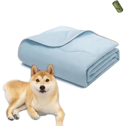 MICROCOSMOS Pet Cooling Blankets & Sleeping Mat- Reversible Washable Durable Dog Bed Cover, EZ Clean. Perfect Indoors, Outdoors or in The Car.(XXLarge, Blue-Blue) Cover