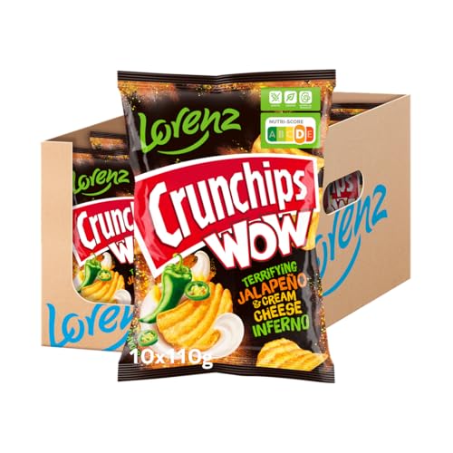 LORENZ | Crunchips WOW Jalapeño & Cream Cheese | 10 x 110 g | vegetarisch