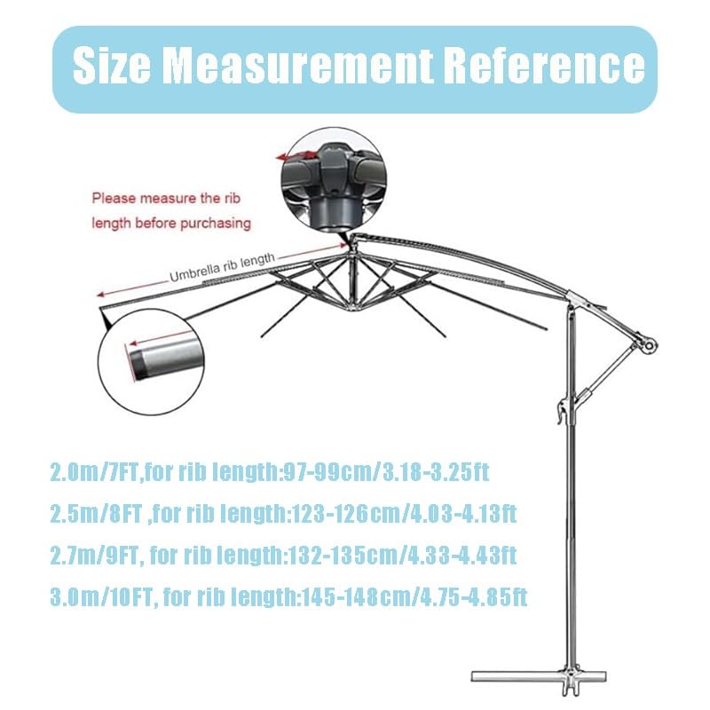 GSKFXJ Outdoor Table Umbrella Replacement Canopy Cover, 7ft 8ft 9ft 10ft Round Replacement Parasol Canopy, 8/6 Ribs Replacement Patio Umbrella Top Cover(Beige,3.0m/10ft(6Ribs))
